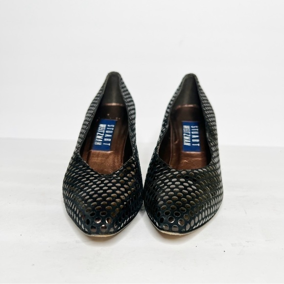Vintage Stuart Weitzman Black Shiny Dot Pointed Heels Size 6.5 Women’s - Picture 5 of 6